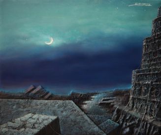 Ruine nocturne - Luc Dartois - Peinture et matieres sur toile 2009