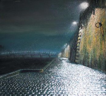 Les Quais - Quais de Seine a Paris la nuit - Luc Dartois - Peinture et matieres sur toile 2011