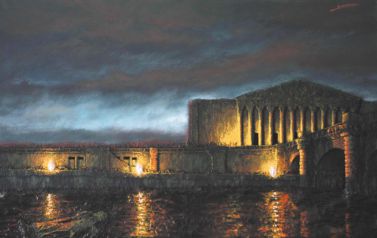 L‘Assemblee Nationale - Pont de la Concorde a Paris la nuit - Luc Dartois - Peinture et matieres sur toile 2015