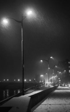 Luc Dartois 2018 - Paris la nuit sous la neige, quai Anatole France