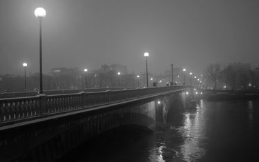Luc Dartois 2018 - Paris la nuit inondations sous la neige, pont des Invalides