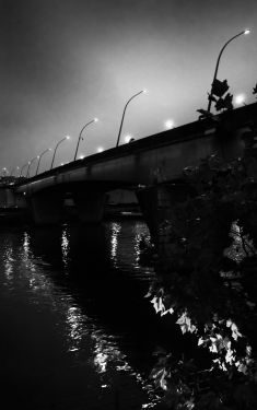 Luc Dartois 2019 - Paris la nuit sous la pluie, Pont du Garigliano