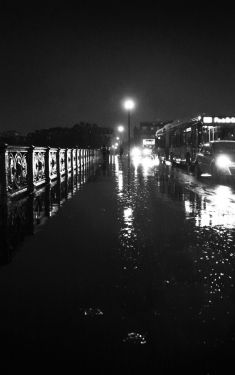 Luc Dartois 2019 - Paris la nuit sous la pluie, Pont Mirabeau